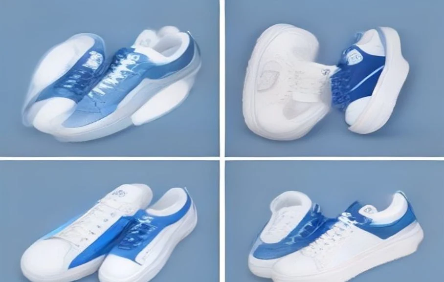 Targeted sneaker color edit effect showing before and after