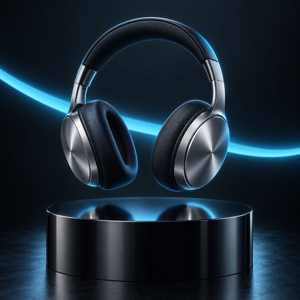 Chrome headphones campaign image example for an Image 2.5 AI prompt